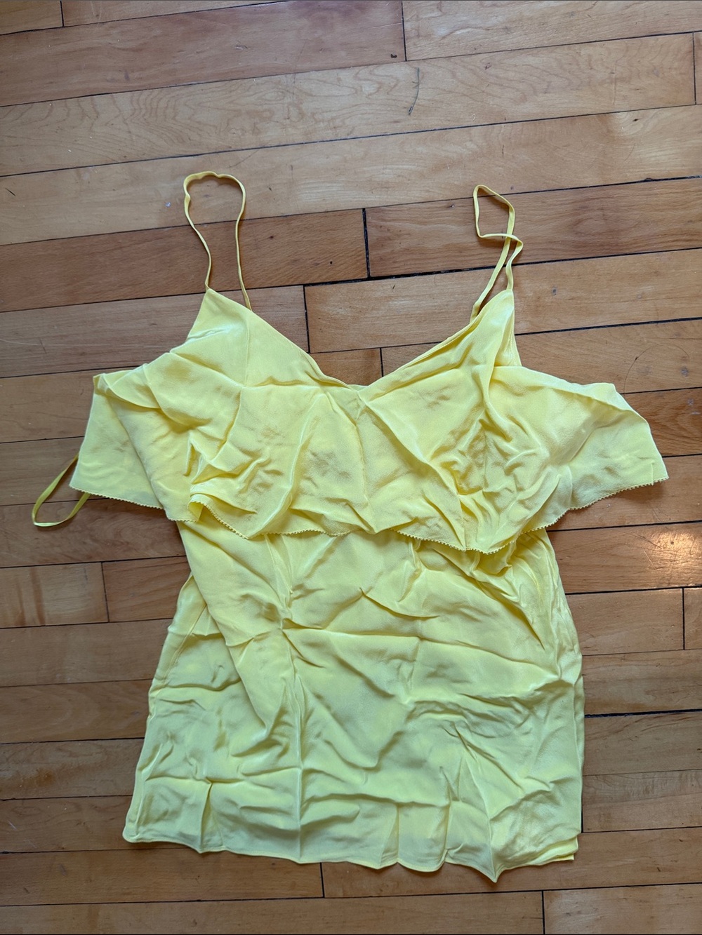 Diane Von Furstenberg Lemon Yellow Ruffle Camisole